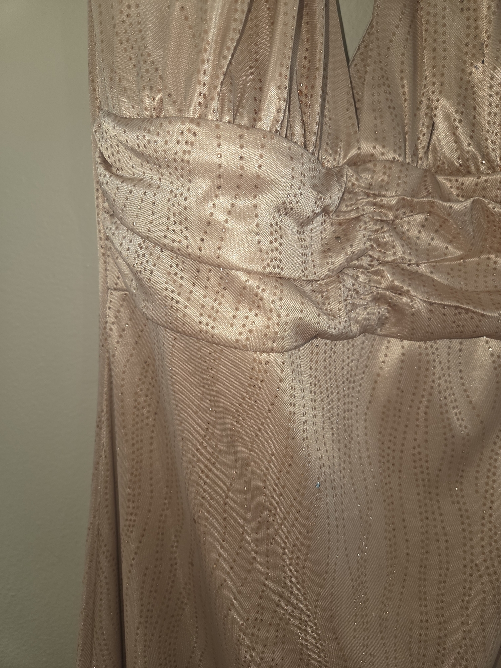Taboo One-Shoulder Halter Ruffle Gown in Gold - Picture 3 of 6